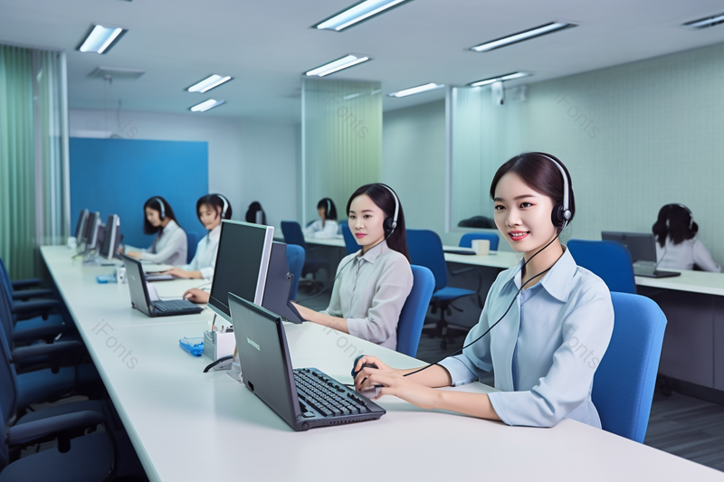 坐着商务接待电脑公司客服,高清,摄影图,摄影图片,图片大全,摄影图免费下载